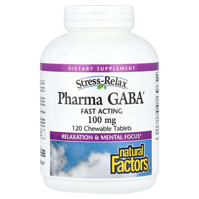 Stress-Relax®, Pharma GABA®, 120 Chewable Tablets (100 mg per Tablet)