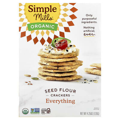 Simple Mills органические крекеры из муки семян, Everything, 4.25 oz (120 g)