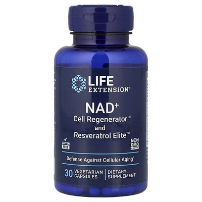 NAD+ Cell Regenerator™ and Resveratrol Elite™, 30 Vegetarian Capsules