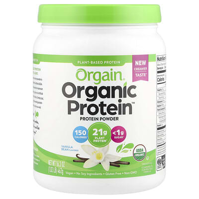 Organic Protein™ Powder, Plant Based, Vanilla Bean, 1.02 lbs (462 g)