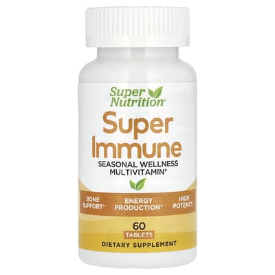 Super Immune, Immune-Strengthening Multivitamin with Glutathione, High-Potency Vitamins, Minerals and Herbs, 60 Tablets