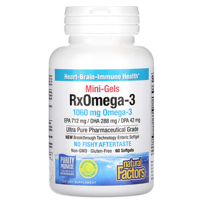 RxOmega-3 Mini-Gels, 60 Softgels (530 mg per Softgel)