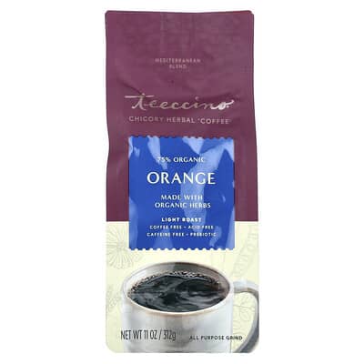 Teeccino травяной кофе из цикория, Orange, светлая обжарка, без кофеина, 11 oz (312 g)