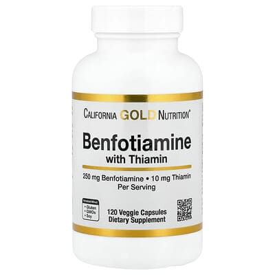 Benfotiamine с Thiamine, 250 mg, 120 Veggie Capsules