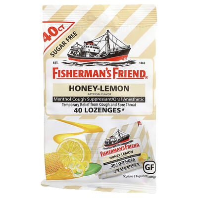 Menthol Cough Suppressant Oral Anesthetic Lozenges, Honey-Lemon, 40 Lozenges
