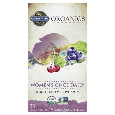 Organics, Women's Once Daily, Whole Food Multivitamin, 30 Vegan Tablets