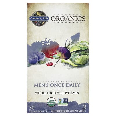 Organics, Мужской Once Daily, 30 веганских таблеток
