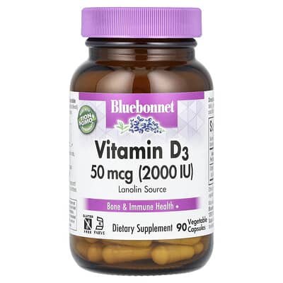 Витамин D3, 50 mcg (2,000 IU), 90 вегетарианских капсул