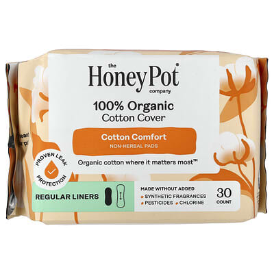 100% Organic Cotton Cover, Non-Herbal Pads, Regular Liners, 30 Count