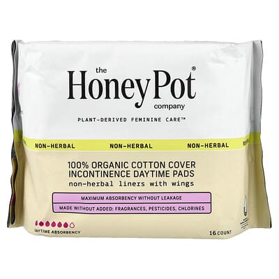 100% Organic Cotton Cover Incontinence Daytime Pads, 16 Count