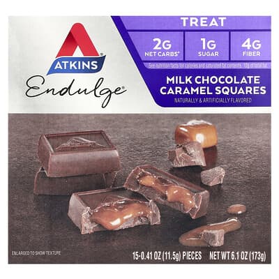 Endulge®, Milk Chocolate Caramel Squares, 15 Pieces, 0.41 oz (11.5 g) Each
