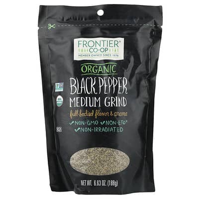 Organic Black Pepper, Medium Grind, 6.63 oz (188 g)