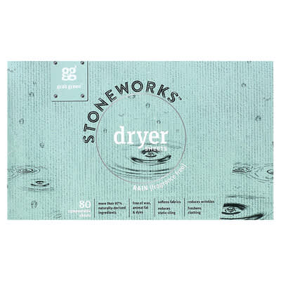 Stoneworks™, Dryer Sheets, Rain, 80 Compostable Sheets