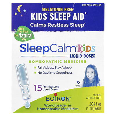 SleepCalm™ Kids, Liquid Doses, 3+ Years, Melatonin-Free, 15 Pre-Measured Liquid Doses, 0.034 fl oz (1 ml) Each