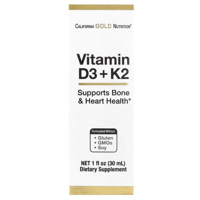 Витамин D3 + K2 в форме MK4, 25 mcg (1,000 IU), 1 fl oz (30 ml)