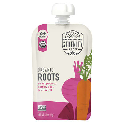 Organic Roots, сладкий картофель, морковь, свекла и оливковое масло, 6+ месяцев, 3.5 oz (99 g)