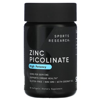 Zinc Picolinate, High Potency , 50 mg, 60 Softgels