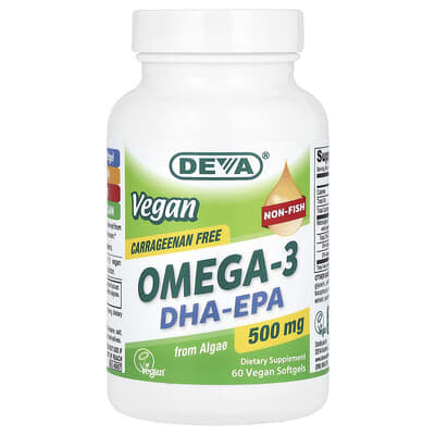 Vegan Omega-3, DHA-EPA, 500 mg, 60 Vegan Softgels