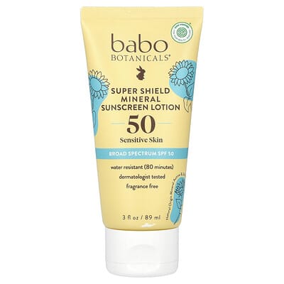 Super Shield Mineral Sunscreen Lotion, SPF 50, Fragrance Free, 3 fl oz (89 ml)