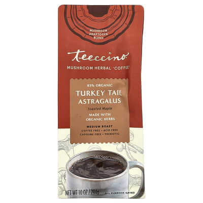 Mushroom Herbal Coffee, Turkey Tail Astragalus, Toasted Maple, Medium Roast, Caffeine Free, 10 oz (284 g)