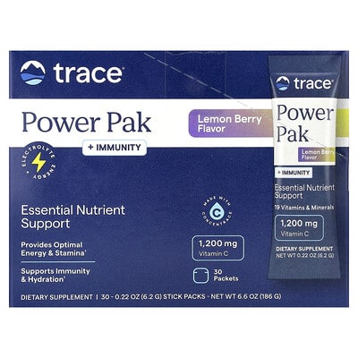 Power Pak + Immunity, лимон и ягоды, 30 стик-пакетов, по 0.22 oz (6.2 g) каждый