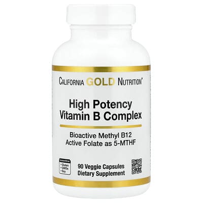 High Potency Vitamin B Complex with Methyl Folate & Methyl B12, 90 Veggie Capsules
