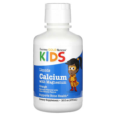 Kids Liquid Calcium with Magnesium, Vitamin D and Zinc, Orange, 16 fl oz (473 ml)
