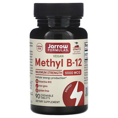 Vegan Methyl B-12, Cherry, 5,000 mcg, 90 Chewable Tablets