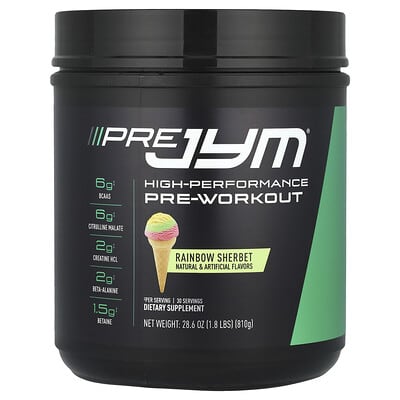 Предтренировочный комплекс Pre JYM®, Rainbow Sherbet, 1.8 lbs (810 g)