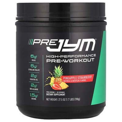 Предтренировочный комплекс JYM Supplement Science Pre JYM® Pineapple Strawberry, 1.7 lbs (780 g)