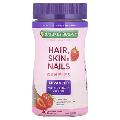 Optimal Solutions®, Жевательные витамины для волос, кожи и ногтей, клубника, 40 штук