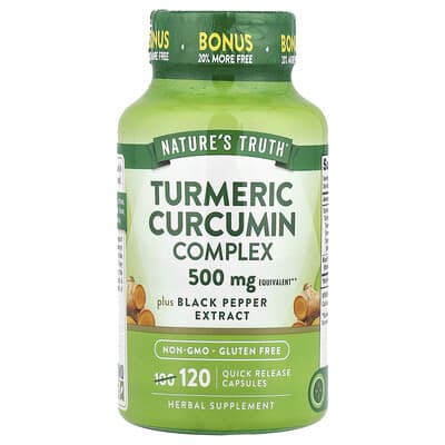 Turmeric Curcumin Complex + Black Pepper Extract, 120 Quick Release Capsules