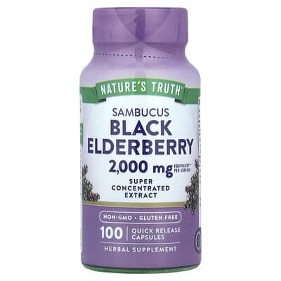 Sambucus Black Elderberry, 100 капсул (1,000 mg на капсулу)