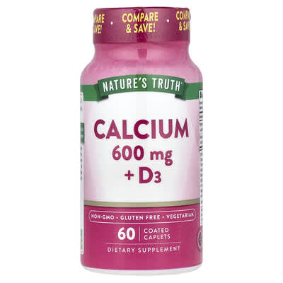 Nature's Truth Calcium + D3, 60 покрытых таблеток