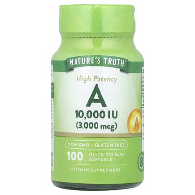 Витамин A, High Potency, 3,000 mcg (10,000 IU), 100 мягких капсул