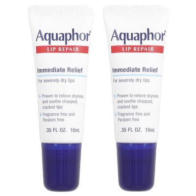 Lip Repair, Immediate Relief, Fragrance Free, 2 Tubes, 0.35 fl oz (10 ml) Each