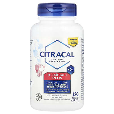 Calcium Supplement + D3, Maximum Plus, 120 Coated Caplets