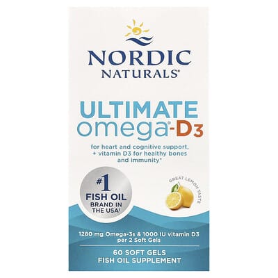Ultimate Omega®-D3, Lemon, 60 Soft Gels