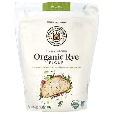 Органическая средневыпекаемая ржаная мука King Arthur Baking Company, 3 lbs (1.36 kg)