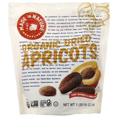 Organic Dried Apricots, Tree-Ripened & Unsulfured, 1 lb (454 g)