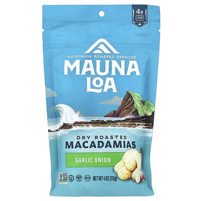 Dry Roasted Macadamias, Garlic Onion, 4 oz (113 g)