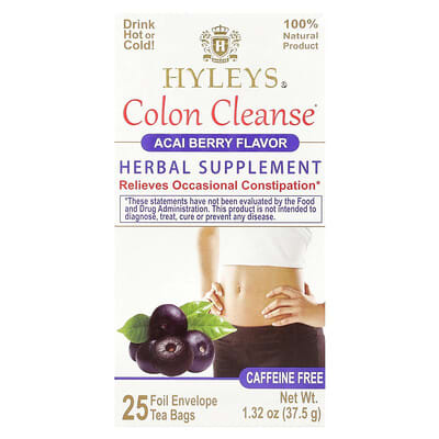 Очищающий чай Colon Cleanse Acai Berry без кофеина 25 чайных пакетиков 1.32 oz (37.5 g)