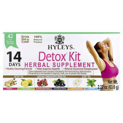 14 Days Detox Kit, Assorted, 42 Foil Envelope Tea Bags, 2.22 oz (63 g)