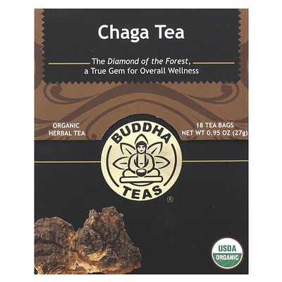 Organic Herbal Tea, Chaga, Caffeine Free , 18 Tea Bags, 0.95 oz (27 g)
