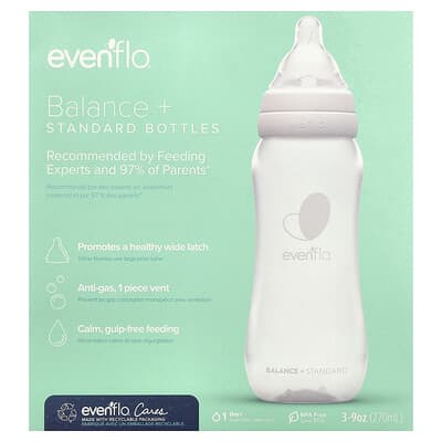 Balance+ Bottles, Standard, 0+ Months, Slow Flow, 3 Bottles, 9 oz (270 ml) Each