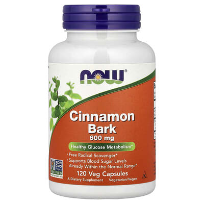 Cinnamon Bark, 120 Veg Capsules (0.6 g per Capsule)