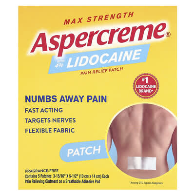 Пластырь с 4% Lidocaine Max Strength без отдушек 5 шт