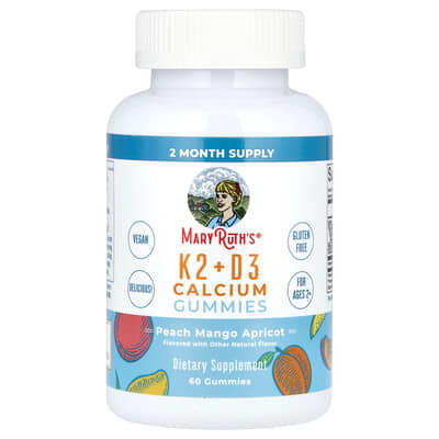Vitamin K2 + D3 With Calcium Gummies, Peach Mango Apricot, 60 Gummies