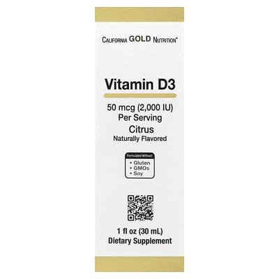 Витамин D3, цитрус, 50 mcg (2,000 IU), 1 fl oz (30 ml)