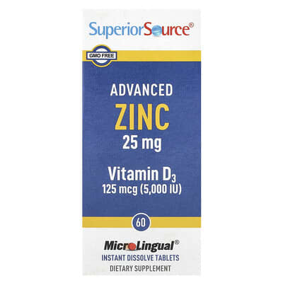 Advanced Zinc, Vitamin D3, 60 быстрорастворимых таблеток MicroLingual®